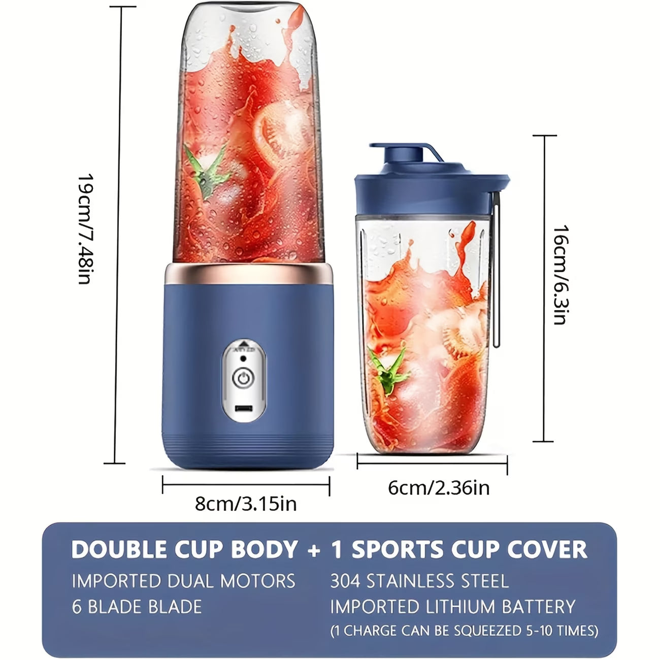Portable 2-In-1 Blender